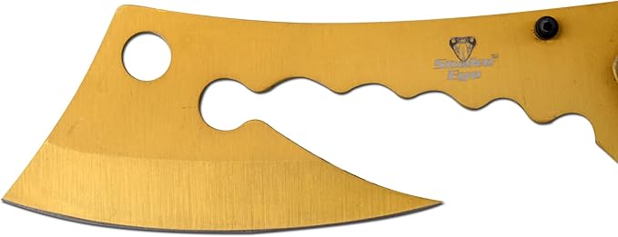 Snake Eye Tactical 12 Jumbo Huge Heavy Duty Ultra Smooth One Hand Opening Folding Pocket Knife Limited Edition Collectors Knife - Ideal for Recreational Work Hiking Camping (Gold)