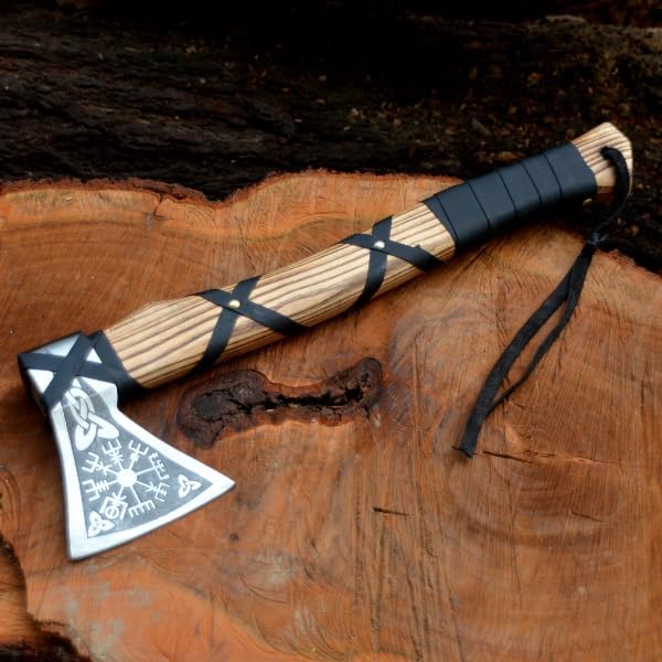 Handmade Forged Steel Viking Axe with Sheath - Outdoor Camping - Hunting Axe - Ash Wood Handle - New Year Gift by Empire Industry