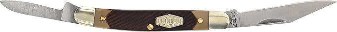 Old Timer 104OT Small Canoe 4.7in Stainless Steel Traditional Folding Pocket Knife with Clip Point and Drop Point Blades Sawcut Handle and Convenient Size for EDC Camping Hunting and Outdoors