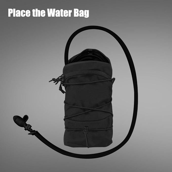 Tactical Pocket 3-Pocket Division Hydration Pouch Bag Lightweight Backpack Attachment Pouches with Elastic Rope for Tactical Organization