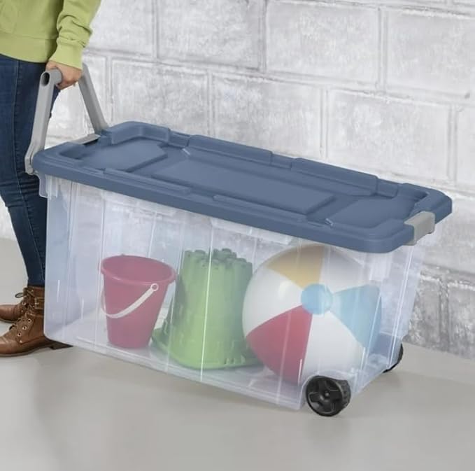 40 Gallon Heavy-Duty Plastic Storage Bins 2 Pack Container Totes with Durable Lid and Secure Latching Buckles Stackable Tough Storage Containers for Garage and Office Clear