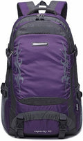 40L Hiking Backpack Orange and Gray Water Resistant Outdoor Travel Daypack for Men and Women (Purple)