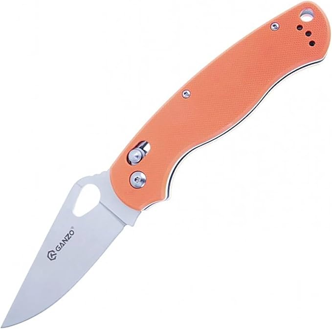 Ganzo G729-OR Folding Pocket Knife 440C Stainless Steel Blade G10 Anti-Slip Handle with Clip Hunting Fishing Camping Folder Outdoor EDC Utility Folding Knife (Orange)
