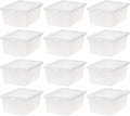 IRIS USA 12-Pack Storage Bins with Lids 15 Quart Shoe Boxes Clear Stackable Containers Organize Shoes Closet Shelves Organization Teacher Tools Game Storage - BPA-Free Plastic