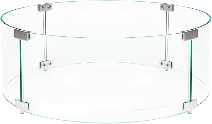 Fire Pit Glass Wind Guard Round Clear Tempered Glass Wind Guard for Round Fire Pit Table Firepit Accessory for Outdoor Use 22.8 L x 22.8 W x 8.7 H