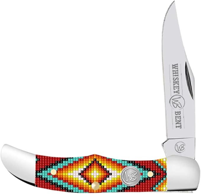 WHISKEY BENT HAT CO. Mini Hunter Folding Pocket Knife 2.75 Closed Length 440C Stainless Steel Blade (The Warrior)