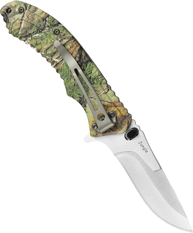 TONIFE Multi-Purpose Folding Knife with Interchangeable Blades 5Cr15MoV Steel Aluminum Handle Camo Outdoor Survival Knife
