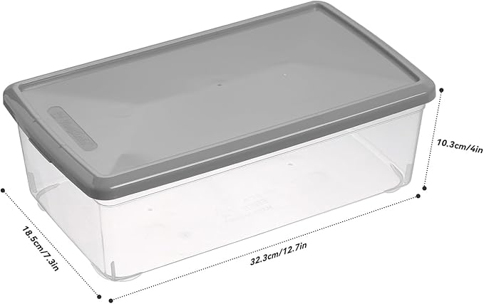 6 Quart Latching Storage BoxPlastic Clear Storage Bins With Lids Stackable (Grey 12 Pack)
