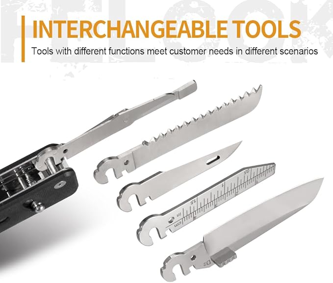 ROXON S503G 9 in 1 Mini Multi Tool EDC Pocket Knife Multitool with G10 HandleScissorsScrewdriverThreaderAwl Flat ScrewdriverRulerTweezers for Outdoors Fishing CampingGifts for Men