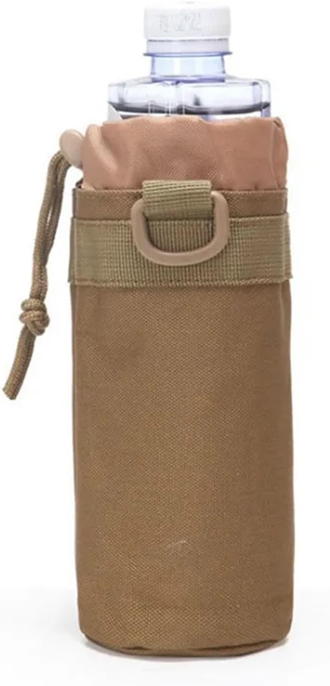 Outdoor Water Bottle Pouch Tactical Molle Kettle Pouch Holder Hiking Hunting Pulling Rope Multi Functional Bottle Bag