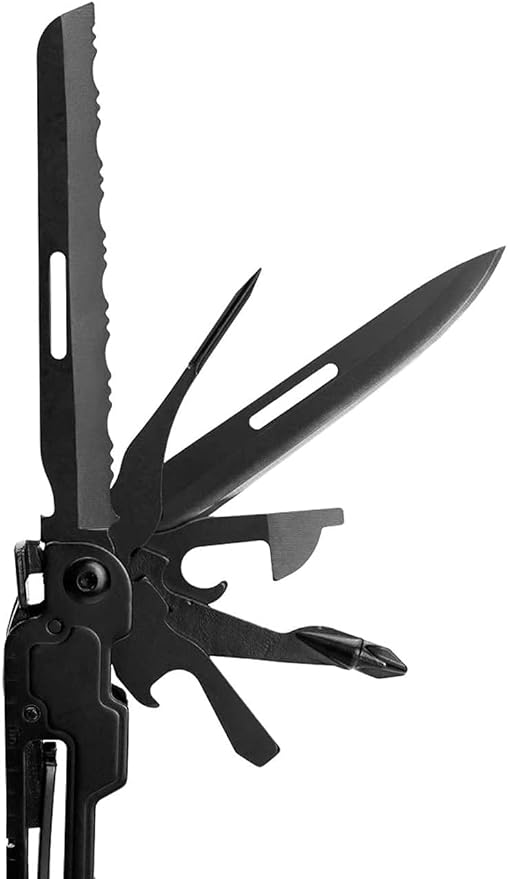 SOG PA2002-CP PowerAccess Deluxe Multi-Tool Black &amp SOG Entrenching Tool- 18.25 Inch Folding Survival Shovel with Wood Saw Edge and Tactical Shovel Carry Case- Black (F08-N)