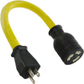 Conntek P515L530 1-Feet Generator Adapter 15-Amp U.S Plug to 30-Amp Locking Female Connector L5-30R 125 Volts Male-to-Female Connector Yellow
