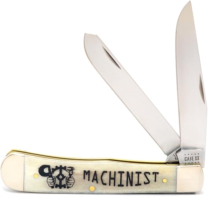 Case XX WR POCKET KNIFE MACHINIST SMOOTH NATURAL BONE TRAPPER 4 1/8 INCHES CLOSED ITEM #1067651