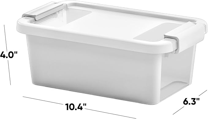 Curver Set of 4 VersaBox Plastic Organization and Storage Box with Secure Latching Lid White