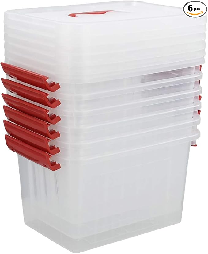 Kiddream 6 Packs Small Clear Boxes 6 Quart Plastic Storage Bins with Lids