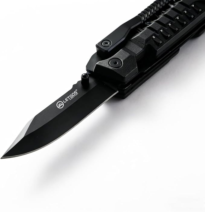 Multi Pocket Knife 22 in 1Survival Gear EDC Tools with Nylon Sheath Emergency Camping Hiking Hunting Gift for Men Women (Cool Black)