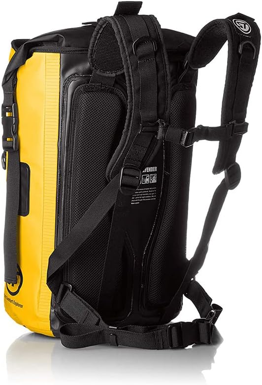 Stream Trail Waterproof Backpack 25L Heavy Duty Roll-Top Closure with Easy Access Front-Zippered Pocket and Cushioned Padded Back Panel for Comfort IPX6 Water Rsistance Dry Bag Yellow