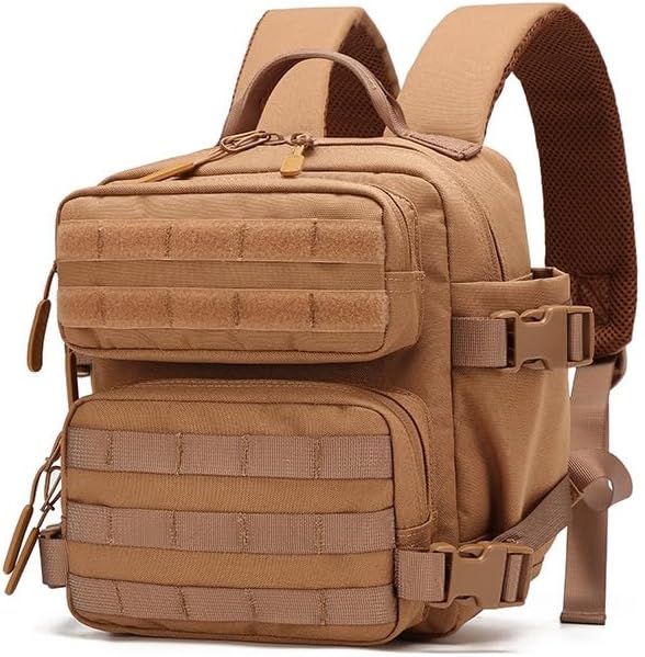 Outdoor Sports Pack Hiking Bag Tactical Rucksack Camo Knapsack Combat Camouflage Tactical 9L Molle Backpack - Tan