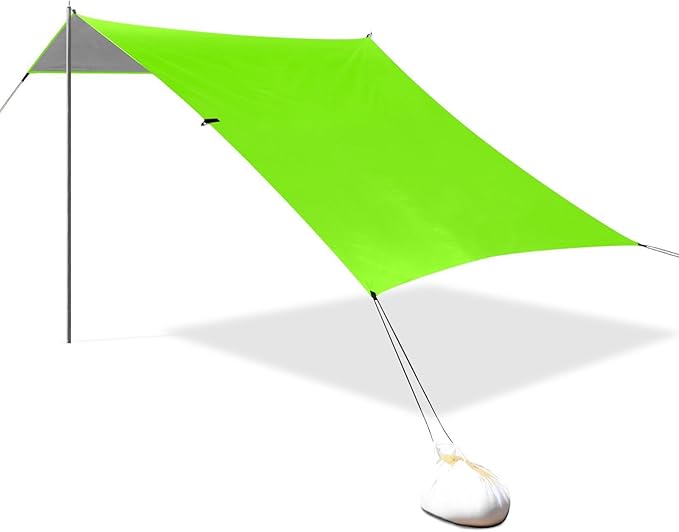 Green Color Beach Tent UPF50 Lightweight Sun Shelter with Sand Pockets for Camping Picnics Backyard