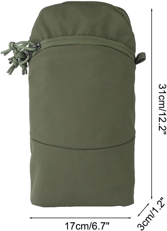 Tactical Pocket 3-Pocket Division Hydration Pouch Bag Lightweight Backpack Attachment Pouches with Elastic Rope for Tactical Organization