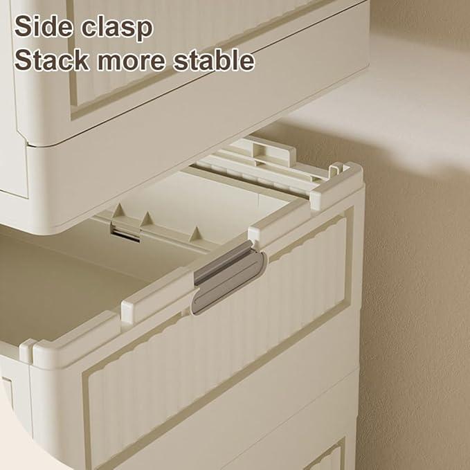 Plastic Storage Bins Stackable Storage Cabinet with Doors &amp Wheels Foldable Storage Containers Plastic Storage Drawers Collapsible Organizers and Boxes for StudyToy RoomBedroomOffice