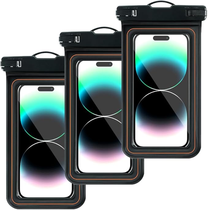3 x Waterproof Floating Phone Pouch Universal IPX8 Waterproof Case for iPhone Samsung Galaxy Series 6.9 Dry Bag with Lanyard for Beach Pool Water Play Swimming