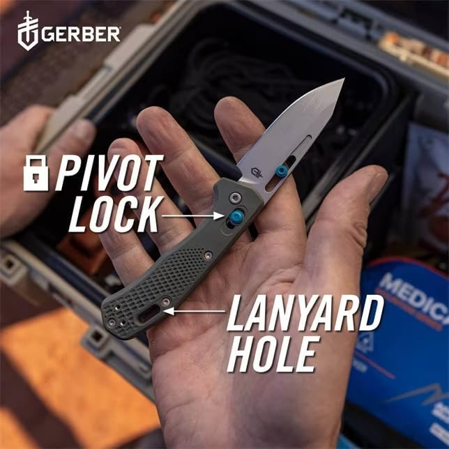 Gerber Gear Assert - Lockable Lightweight Pocket Knife with Deep Carry Pocket Clip &amp Textured Handle - Premium Safety Knife - 3 Inch Stainless Steel Plain Edge - Made in USA - Green