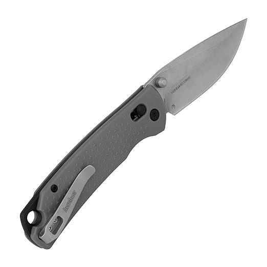 Kershaw Sequence Pocket Knife Gray Design 3.32 Inch Stainless Steel Drop Point Blade EDC with Manual Opening Reversible Deep Carry Pocketclip Everyday Carry Pocket Knife for Men and Women