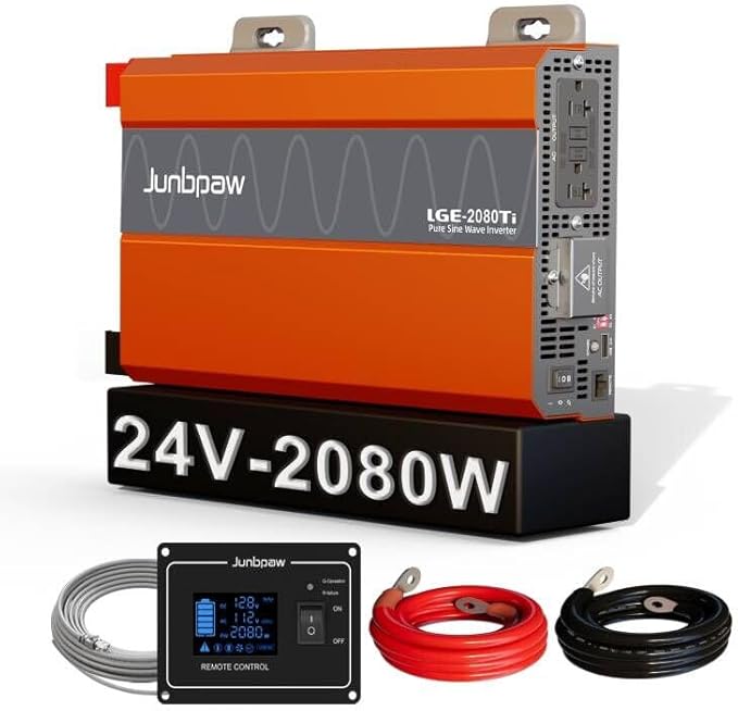 2080W Pure Sine Wave Inverter 24V to 110V Ultra Quiet Game-Changing Design | 24V to 120 Converter for Home RV Camping Off-Grid &amp Outdoor Adventures丨DC to AC (LGE-24-2080TI)
