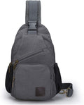 SIMU Sling Bag Pack Canvas Shoulder Sling Backpack Small Crossbody Chest Bag for ipad mini (Large grey)