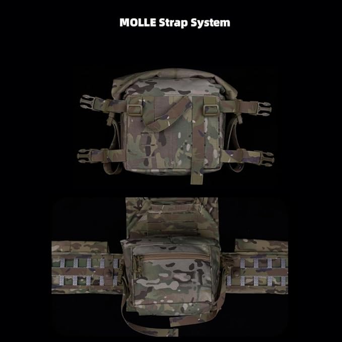 Tactical Expansion Pack Chest BagLarge Capacity MOLLE Admin Pouch Utility Chest Pouch for Placard Split Chest Rig