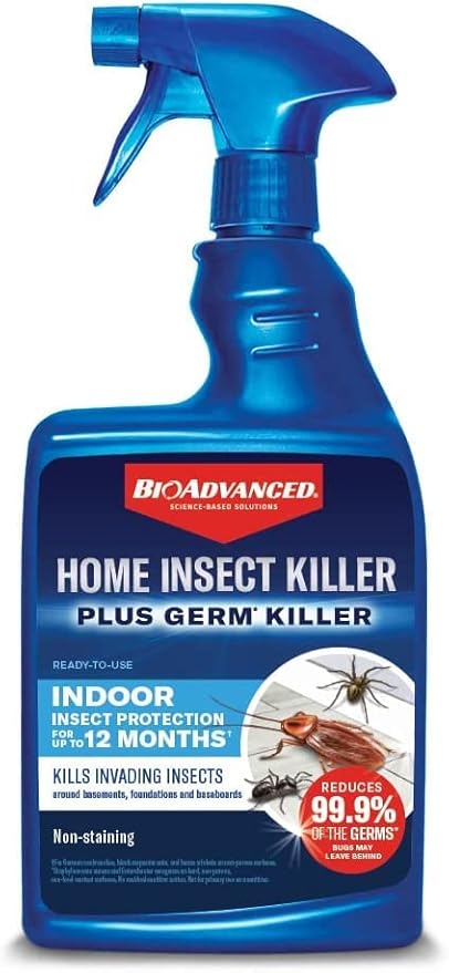 BioAdvanced 24 Hour Lawn Insect &amp Fire Ant Killer Concentrate 32 oz with BioAdvanced Home Pest Insect Killer Plus Germ Killer Ready-to-Use 24 oz