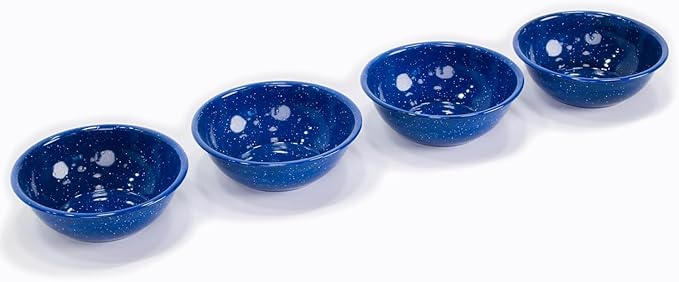 Enamelware for Camping and Backpacking - Cookware Gear Essentials for Camping and Backpacking (Made by Caddis Sports Inc.) (6 Inch Bowl (8 Pack))