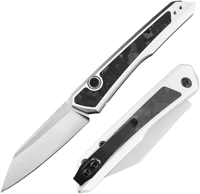 Compact Folding Knife 2.95 Inches Reverse Tanto Blade. T6 Aluminum Embedded with Carbon Fiber Handle. Suitable for Outdoor Camping EDC Fishing Tools Men's Gift.