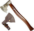 TheBoneEdge 19 Throwing Axe Damascus Blade Dark Wood Handle with Sheath