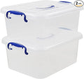 8 L Clear Plastic Storage Box with Handles 2 Packs