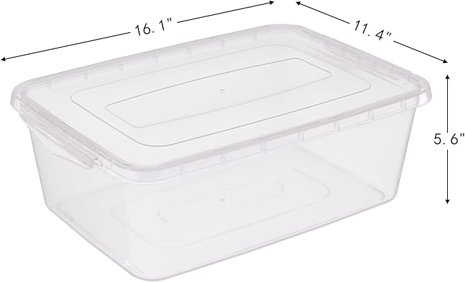 12 Packs Clear Storage Latching Boxes 16 Quart Plastic Storage Latching Bin with Lid