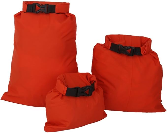 3Pcs Waterproof Dry Storage Bag Pouch Canoeing Rafting Camping Orange