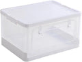 Storage BinsClear Plastic Folding Storage Box with Lid with Wheels Stackable Plastic Box For Home Dorm and Office Organization Fabric Toys Books Snacks Bottles (50 Quarts White)