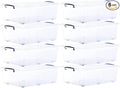 Superio Storage Bins with Lids- Clear Boxes for Organizing Stackable Plastic Containers- BPA Free Non-Toxic Odor Free Organizer for Home Office Dorm (8 Pack 42 Qt (Under Bed-Wheeled))