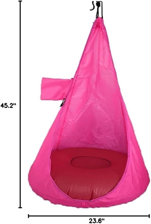 Portable Hammock Portable Home Child Hammock Chair Kids Swing Pod Single Person Outdoor Indoor All Season Hanging Seat for Backpacking Beach (Color : Pink)