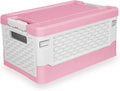 TOPCJ Foldable Storage Bins with LidsCloset OrganizerStackable Plastic Storage Containers with Secure Latching BucklesPerfect Storge Box Organization for Homehome Office(Pink)