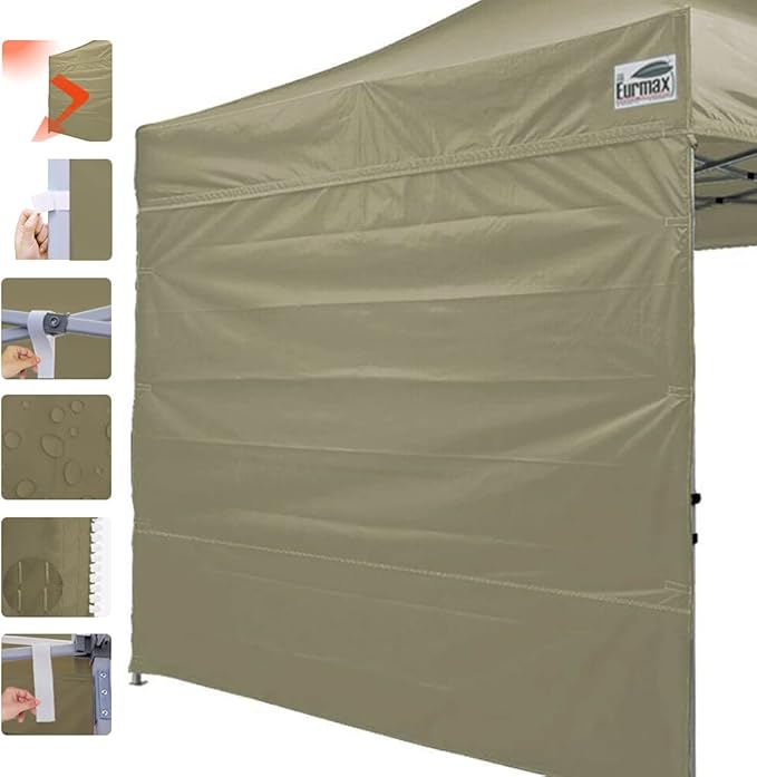 Eurmax USA 10x10 Pop Up Canopy SunWall-UV Protection for TentsBlocks Sunlight&ampWindWater Resistant Side Wall OnlyEasy Hook &amp Loop InstallationFit for 10FT Straight Leg Shelters&ampGazeboK