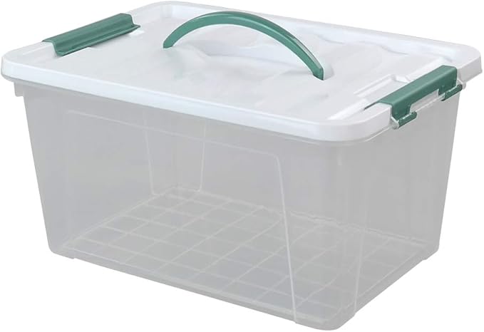 Gloreen 14 Quart Clear Storage Bins with Lid and Handle Multipurpose Stackable Plastic Storage Latches Box/Containers