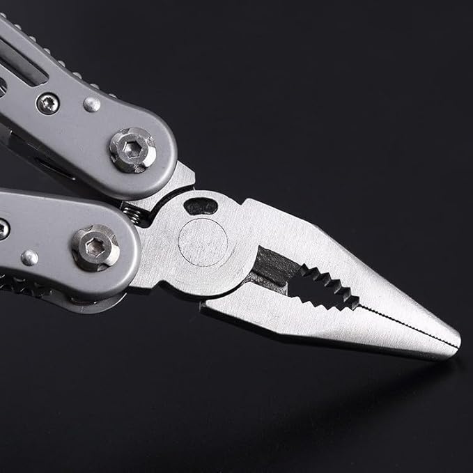 13-in-1 Mini Multitool Pocket Knife with Pliers Stainless Steel Folding Utility Tool Compact 10.5cm &amp Sheath for Camping Travel Repair - Outdoor Enthusiasts DIYers