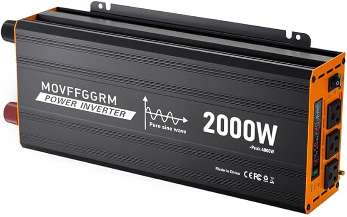 2000W Pure Sine Wave Power Inverter peak-4000 WattDC 12V to 110Vwith 3xACUSB PortLCD Digital Display