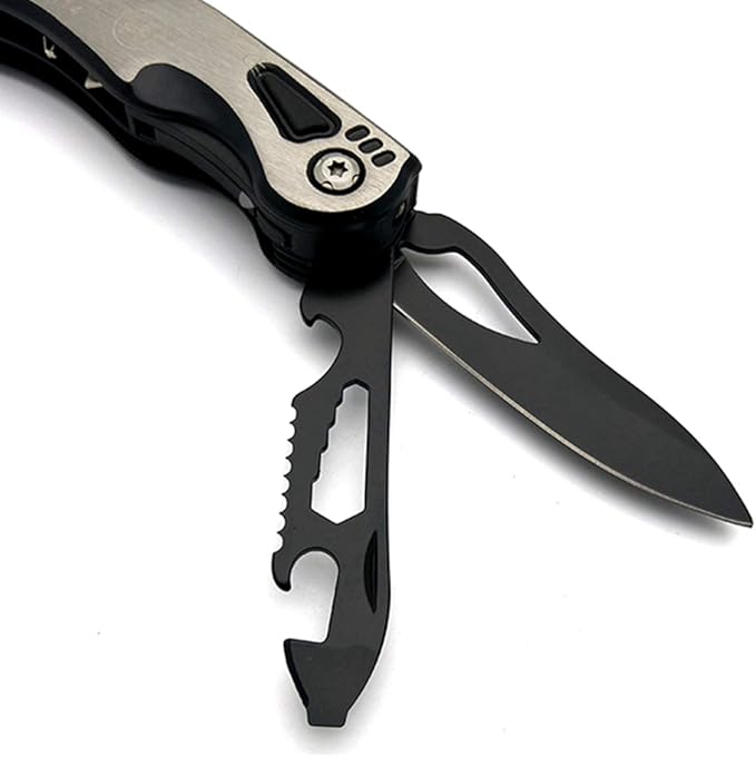 15-in-1 MultiTool Adjustable Crescent Wrench Knife LED Light Screwdriver Bits Hex Wrenches Camping Hiking Tool
