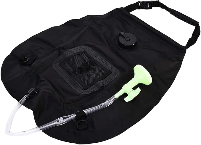 TANIQIACA Retractable Solar Shower Bag NonToxic Environmentally Friendly Capacity for Camping and Travel includes Thermometer and Net Bag Lightweight PVC Material 20L Capacity