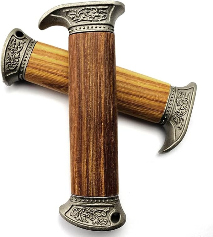 1PC Wooden Knife Handle DIY Blank Replacement with Steel Finger Guard Fits for Home and Outdoor