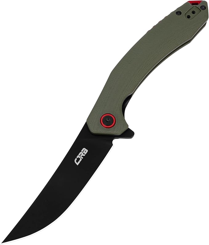 CJRB Tactical Knife Small Folding Pocket Knife with AR-RPM9 Steel Blade and G10 Handle for Men Outdoor Survival Hunting Camping Gobi(J1906B) Green